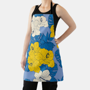 Hibiscus bloemen en bladeren schort