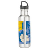 Hibiscus bloemen en bladeren waterfles (Achterkant)