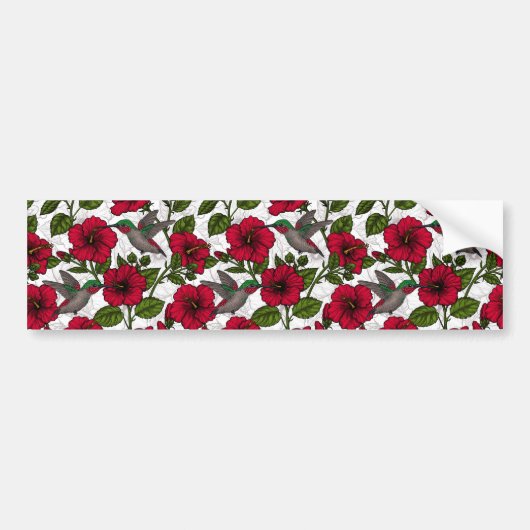 Hibiscus bloemen en kolibrie bumpersticker (Voorkant)