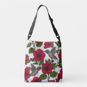 Hibiscus bloemen en kolibrie crossbody tas (Achterkant)