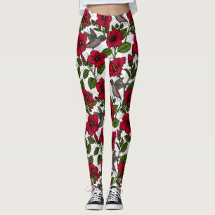Hibiscus bloemen en kolibrie leggings