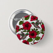 Hibiscus bloemen en kolibrie ronde button 5,7 cm (Voorkant /achterkant)