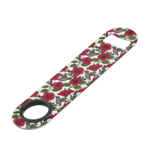 Hibiscus bloemen en kolibrie speed flessenopener