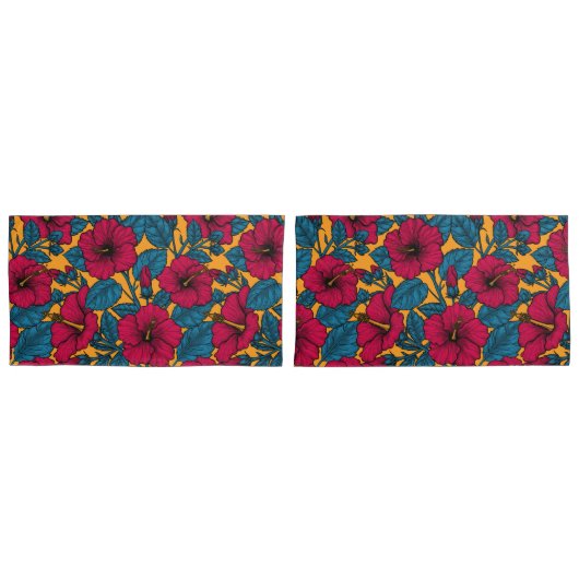 Hibiscus bloemen kussensloop (Voorkant-Set)