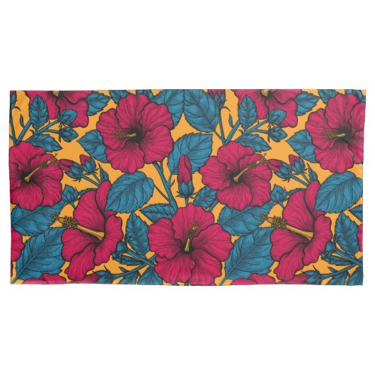 Hibiscus bloemen kussensloop (Voorkant-Links)