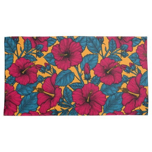 Hibiscus bloemen kussensloop (Voorkant-Rechts)