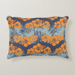Hibiscus bloemen naadloos patroon, bloeding w accent kussen