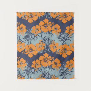 Hibiscus bloemen naadloos patroon,  bloeding w wandkleed