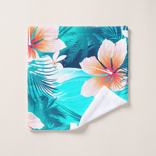 Hibiscus bloemen op het strand bad handdoek (Wasdoekje)