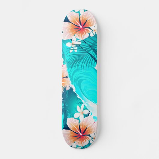 Hibiscus bloemen op het strand skateboard (Voorkant)