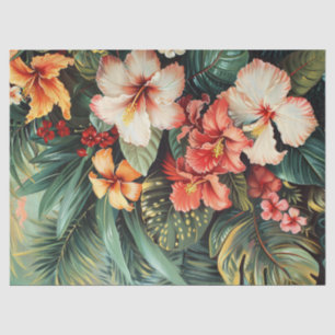 Hibiscus Bloemen Palm Fronds Tropische Decoupage Tissuepapier