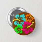 Hibiscus bloemen ronde button 5,7 cm (Voorkant /achterkant)