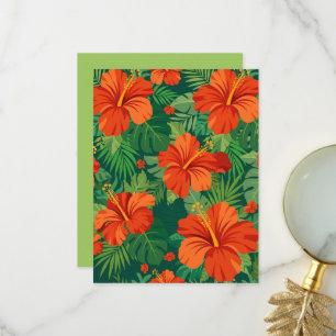 Hibiscus Bloemen Rood Oranje Groen Jungle Loof Bedankkaart