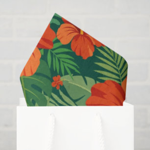 Hibiscus Bloemen Rood Oranje Groen Jungle Loof Tissuepapier