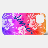 Hibiscus bloemen Sunset jouw naam iPhone Case (Achterkant (horizontaal))