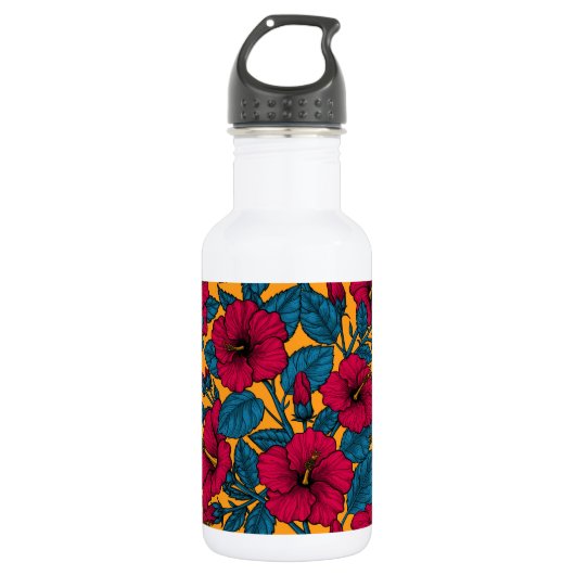 Hibiscus bloemen waterfles  (Voorkant)
