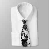 Hibiscus Bloemen Zwart Wit Hawaiiaanse bruiloft Stropdas (Gebonden)