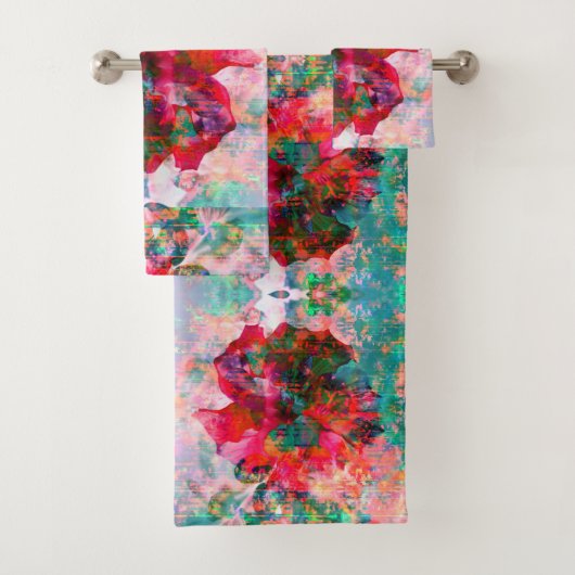 Hibiscus bloempatch handdoekset bad handdoek (Insitu)
