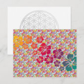 hibiscus blooms gekleurd | hartpatroon briefkaart (Voorkant / Achterkant)