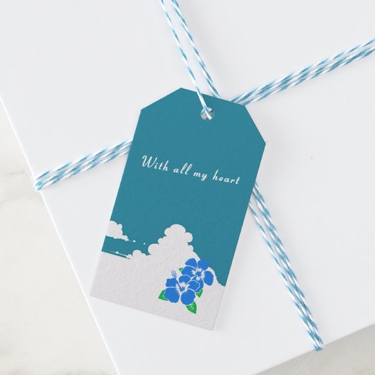 Hibiscus-blue & Summer Clouds Cadeaulabel