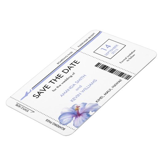 Hibiscus Boarding Pass Bewaar de datum Magneten (Linkerzijde)