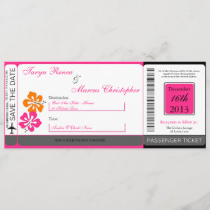 Hibiscus Boarding Pass Linen Faire-part de mariage