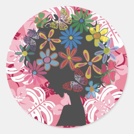 Hibiscus×bomberkop Ronde Sticker (Voorkant)