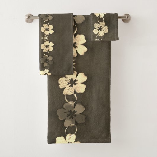 Hibiscus bruin bloemig bad handdoek (Insitu)