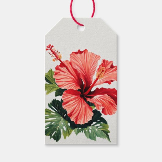 Hibiscus Cadeauvoordeeltag Cadeaulabel (Voorkant)