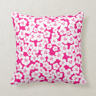 hibiscus cerise en witte schattige meisjes werpen kussen