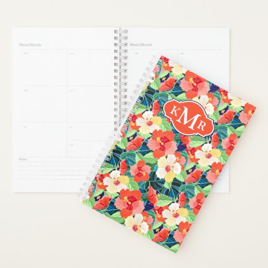 Hibiscus coloré Motif | Monogramme (Devant avec enveloppe)