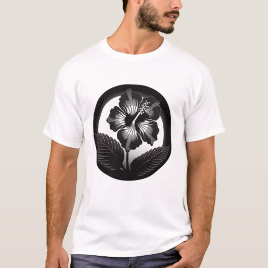 Hibiscus Crest - Hibiscus Japans Kamon T-shirt (Voorkant)