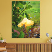 Hibiscus dauwwaterdruppels Ingewikkeld Canvas (Insitu (Woonkamer))