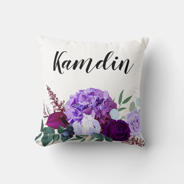 Hibiscus de lavande Coussin personnalisée sur blan (Recto)