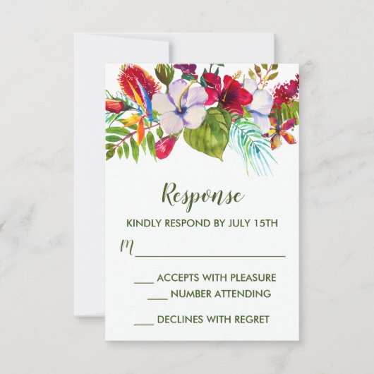 Hibiscus de l'île tropicale Florale Réponse verte (Devant)