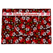 Hibiscus de Noël hawaïen grand sac cadeau (Devant)