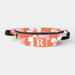 Hibiscus de pêche tropicale personnalisé Monogramm