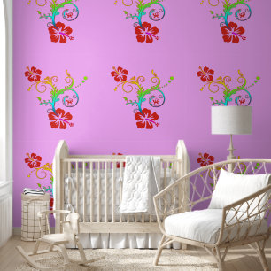 Hibiscus - Decor met Gecko 2 Behang