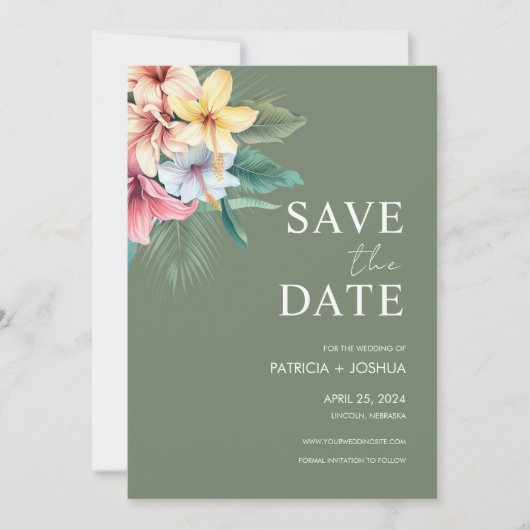Hibiscus Destination Wedding Bewaar de datum Save The Date (Voorkant)