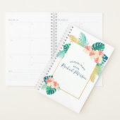 Hibiscus d'or Hawaïen Mariage Monogramme Planner (Devant avec enveloppe)