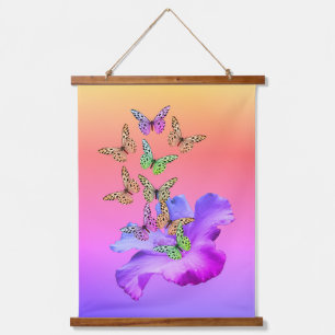 Hibiscus en Butterflies Abstract Hangend Wandkleed