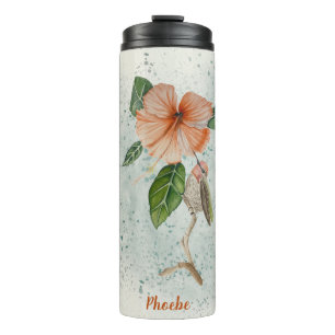  Hibiscus en Cute Bird Thermal Tumbler Thermosbeker