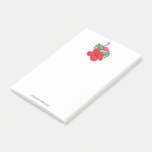 Hibiscus en Flamingo Tropical Post-it Notes (Schuin)