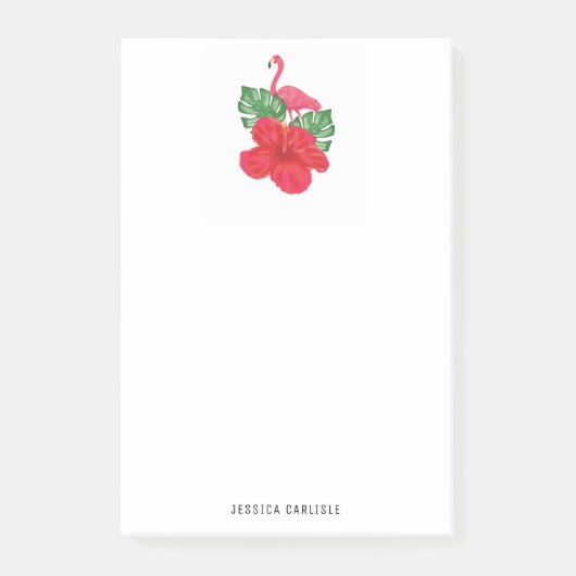Hibiscus en Flamingo Tropical Post-it Notes (Voorkant)