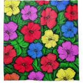 Hibiscus en Monstera #4 Douchegordijn (Voorkant)