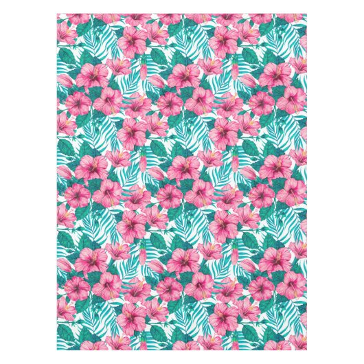 Hibiscus en palmbladeren tafelkleed (Voorkant)