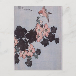 Hibiscus en Sparrow door Katsushika Hokusai Briefkaart