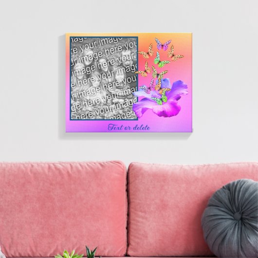 Hibiscus en vlinder Creëer uw eigen foto Canvas Afdruk (Insitu (Woonkamer))