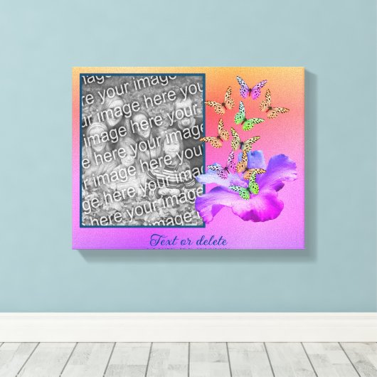 Hibiscus en vlinder Creëer uw eigen foto Canvas Afdruk (Insitu (Houten vloer))
