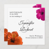 Hibiscus Enregistrer la date Invitation (Devant / Derrière)